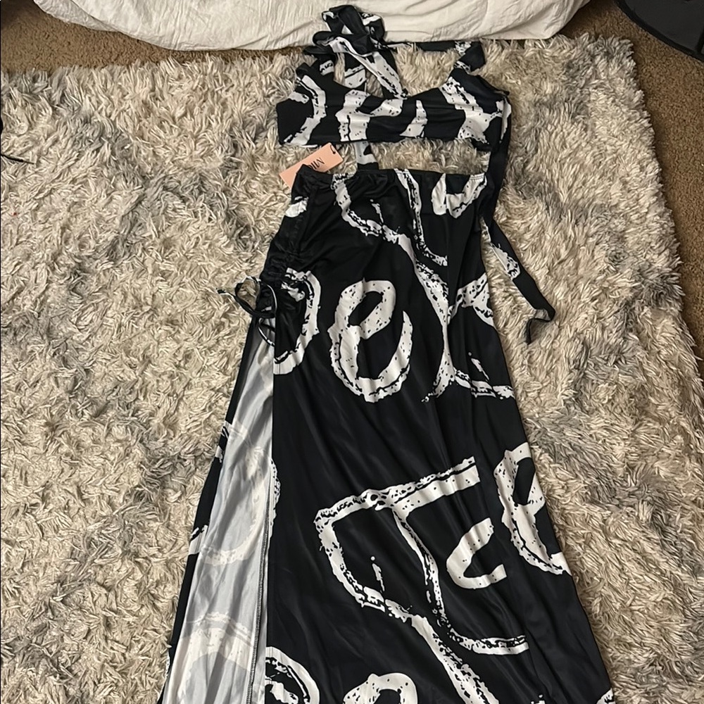 Black and White Patterned Dress